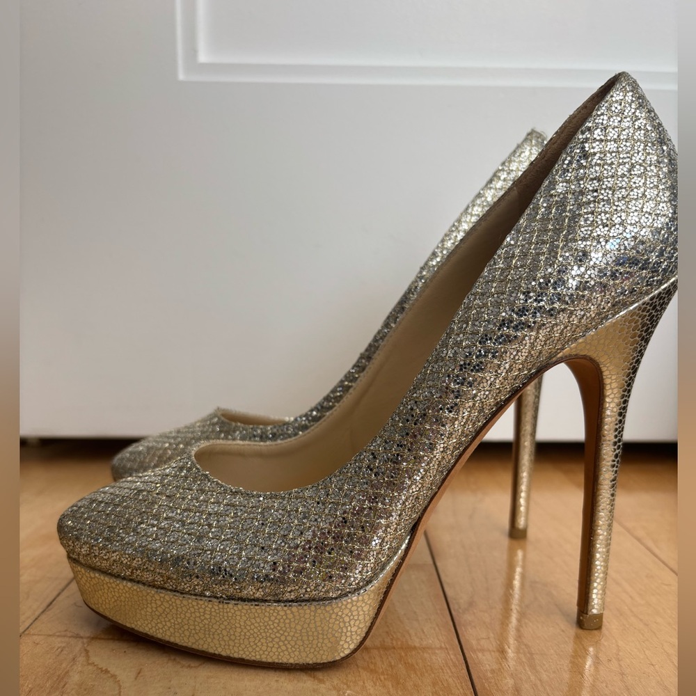 Jimmy Choo Silver Glittery Pumps, hardly used EU38.5